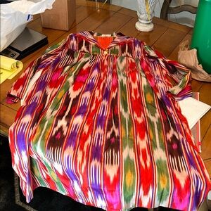 Tiuliz Vintage Asian Vibrant Multicolor Patterned Dress/over garment